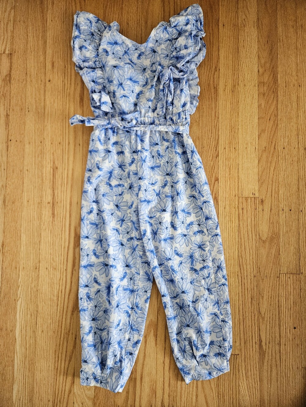 Zara Blue Floral Jumpsuit Size 7